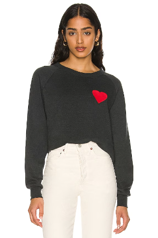 Heart Embroidery Crew Sweatshirt